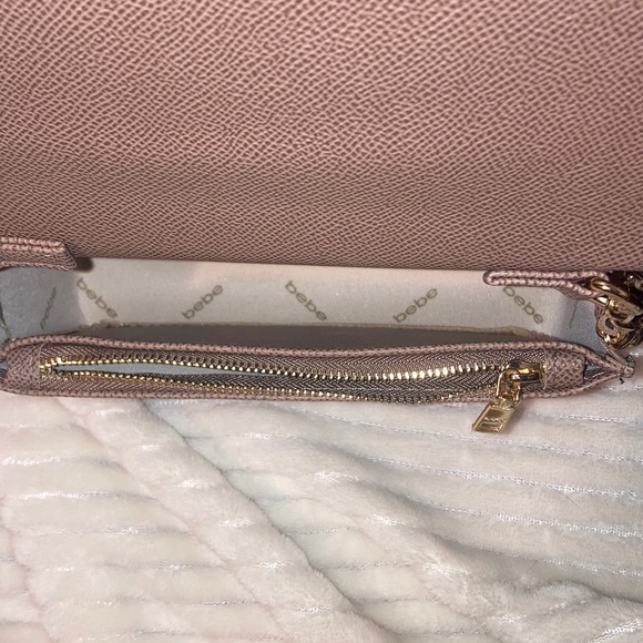 Bebe Gold Chain Tan Clutch NWT - Picture 5 of 7